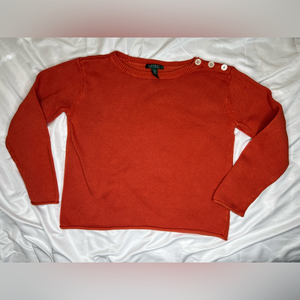 Lauren Ralph Lauren orange knit sweater long sleeve women’s large